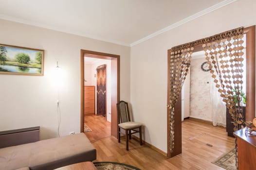 Russia, Moscow- July 01, 2019: interior room apartment. standard repair decoration in hostel