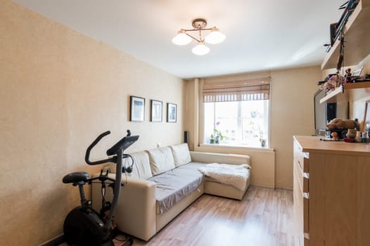 Russia, Moscow- July 01, 2019: interior room apartment. standard repair decoration in hostel