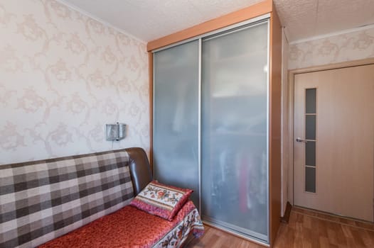 Russia, Moscow- July 01, 2019: interior room apartment. standard repair decoration in hostel
