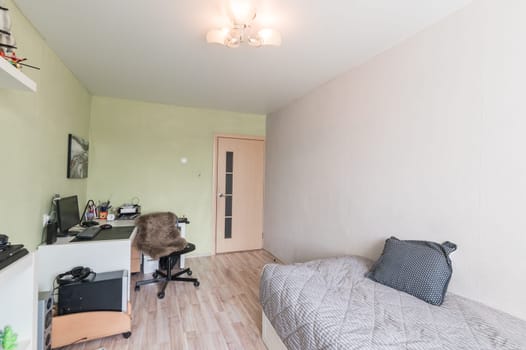 Russia, Moscow- July 01, 2019: interior room apartment. standard repair decoration in hostel