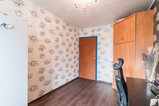 Russia, Moscow- July 02, 2019: interior room apartment. standard repair decoration in hostel