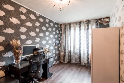 Russia, Moscow- July 02, 2019: interior room apartment. standard repair decoration in hostel