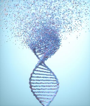 Genetic Syndrome and Genetic Disorder, 3D illustration of science concept. Colorful DNA molecule.