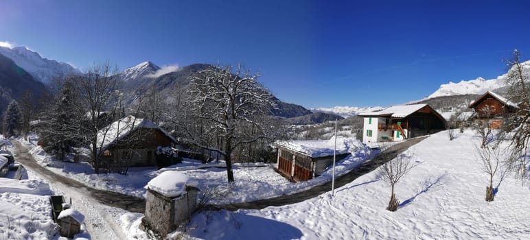holiday at the foot of Mont Blanc in winter in the Chamonix Valley, France