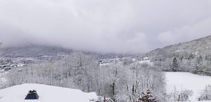 holiday at the foot of Mont Blanc in winter in the Chamonix Valley, France