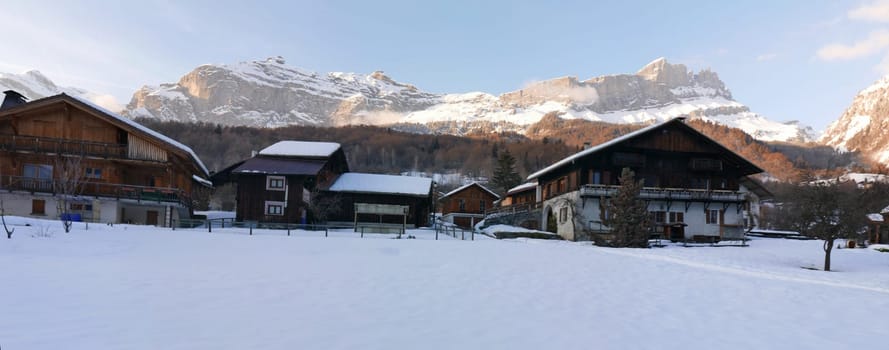 holiday at the foot of Mont Blanc in winter in the Chamonix Valley, France