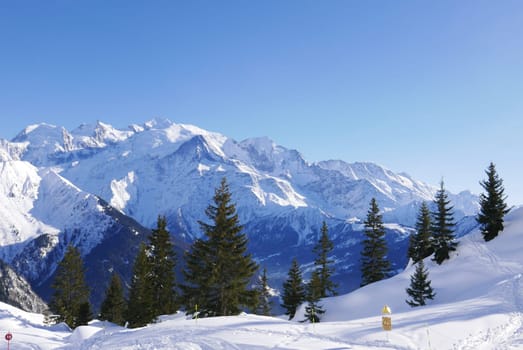holiday at the foot of Mont Blanc in winter in the Chamonix Valley, France