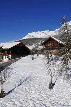 holiday at the foot of Mont Blanc in winter in the Chamonix Valley, France