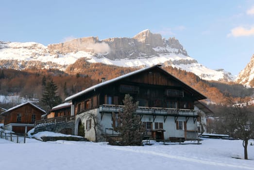 holiday at the foot of Mont Blanc in winter in the Chamonix Valley, France