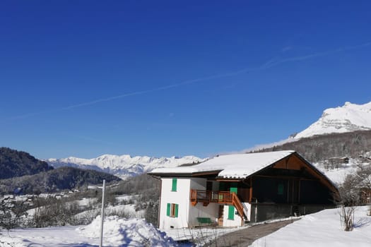 holiday at the foot of Mont Blanc in winter in the Chamonix Valley, France