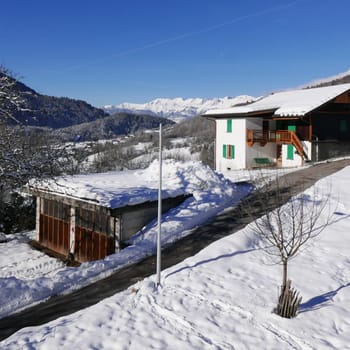 holiday at the foot of Mont Blanc in winter in the Chamonix Valley, France