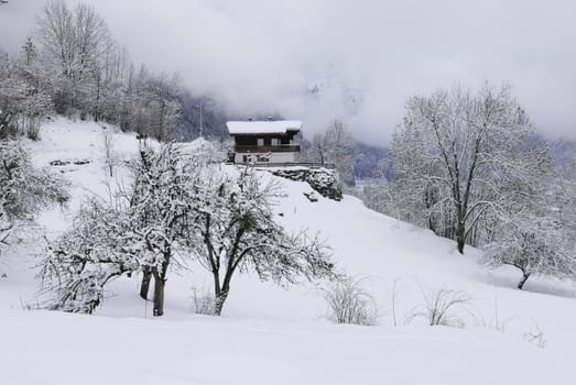holiday at the foot of Mont Blanc in winter in the Chamonix Valley, France