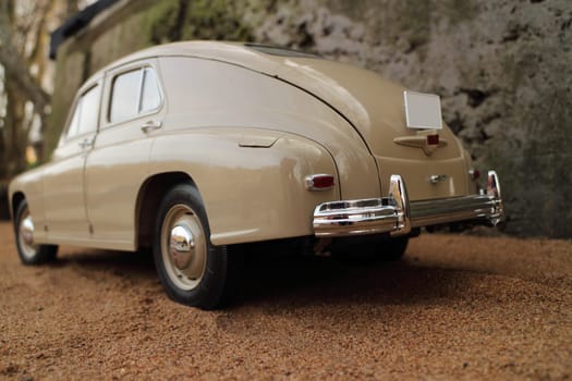deluxe retro car GAZ M-20 back view, low angle