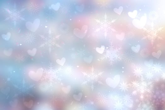 Abstract festive blur bright pink pastel background texture with white pink hearts love bokeh and stars for valentine or wedding card. Space for design. Card concept.