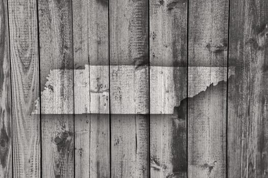 Map of Tennessee on weathered wood
