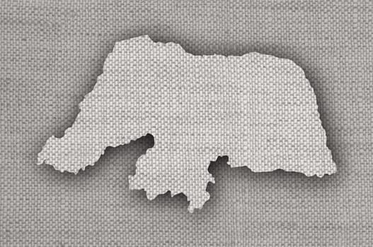 Map of Rio Grande do Norte on old linen