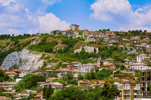 Houses of Small Town (Balchik) on the Slope of a Hill in Bulgaria
