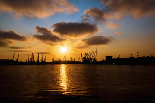 Sunset over the Port of Varna