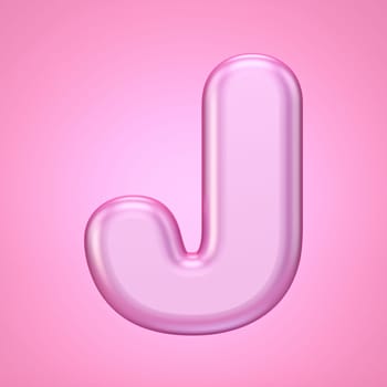Pink font Letter J 3D rendering illustration isolated on white background
