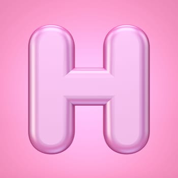 Pink font Letter H 3D rendering illustration isolated on white background