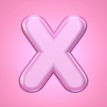 Pink font Letter X 3D rendering illustration isolated on white background