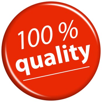 EPS 10 vector with round red colored magnet with text 100% quality