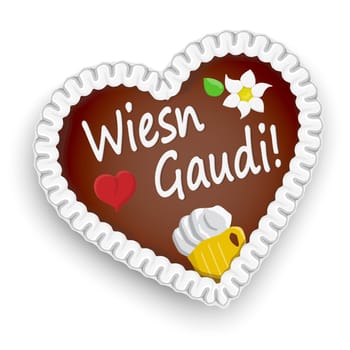 illustrated gingerbread heart with text (in german) for Oktoberfest 2019 2020 time
