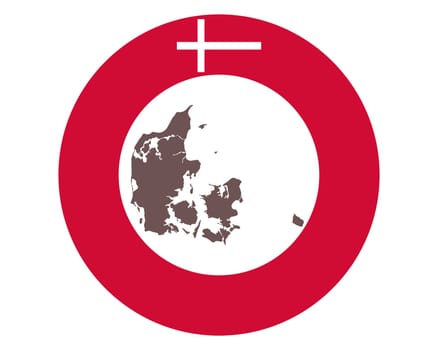 Landkarte von Dänemark auf Hintergrund mit Fahne