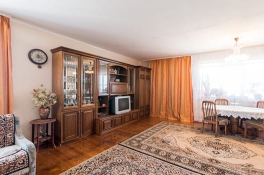 Russia, Moscow- July 06, 2019: interior room apartment. standard repair decoration in hostel