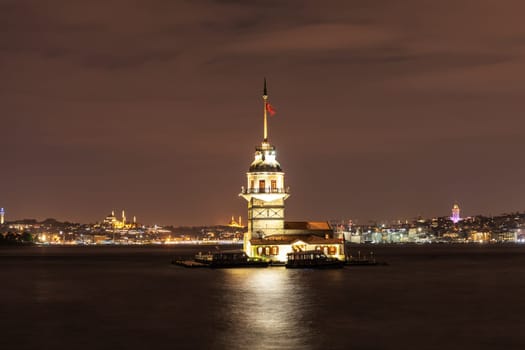 The Maiden's Tower in the Bosphorus strait, Istanbul, evening view.