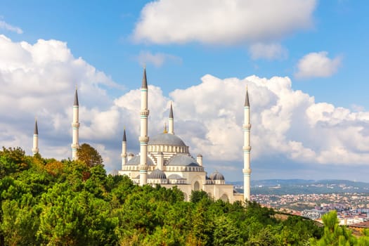 Camlica Mosque of Istanbul, beautiful side view.