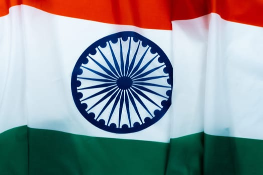 National flag of India on white background for Indian Independence day. Top view, copy space for text.