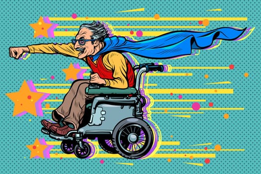 active wheelchair user disabled man. Pop art retro vector illustration kitsch vintage 50s 60s