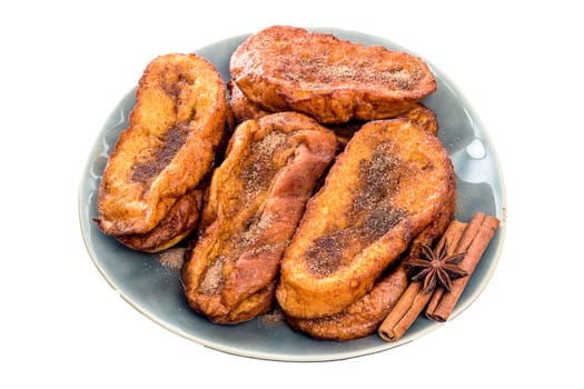 Traditional Christmas Rabanadas. Spanish Torrijas isolated on white background.