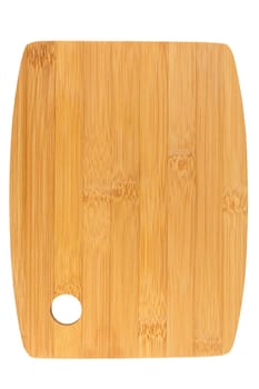Rectangle shaped bamboo wood kitchen cutting board  isolated on white background.