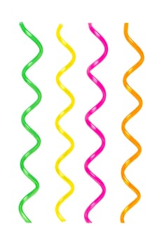 Colorful plastic straws isolated on white background.