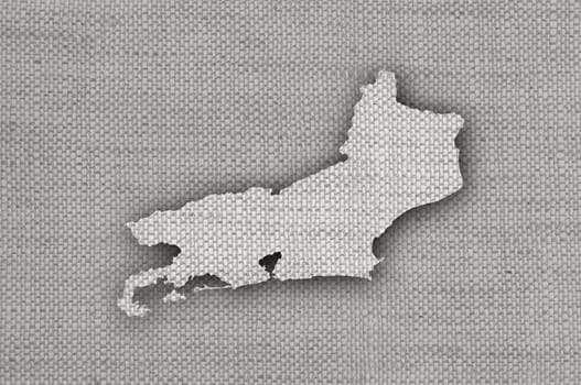 Map of Rio de Janeiro on old linen