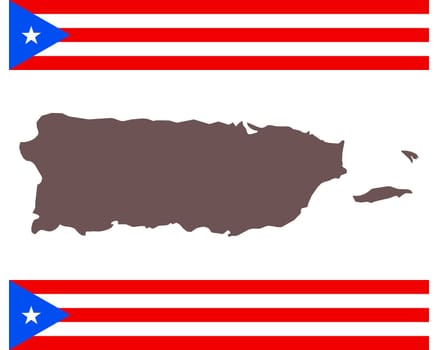 Landkarte von Puerto Rico auf Hintergrund mit Fahne