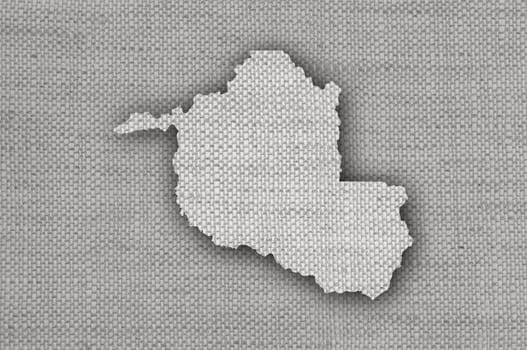 Map of Rondonia on old linen