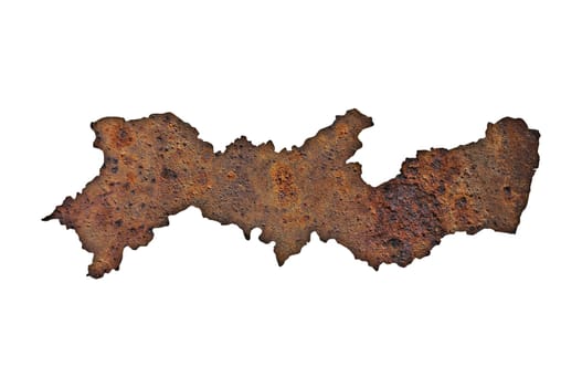 Map of Pernambuco on rusty metal