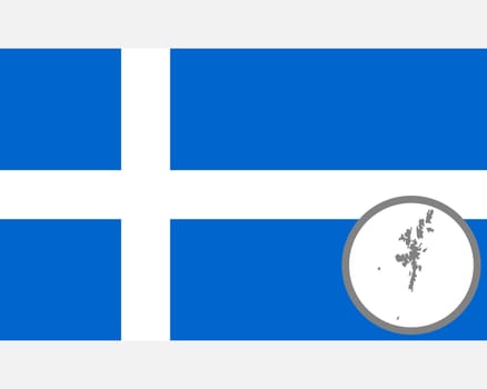 Fahne und Landkarte der Shetland Inseln