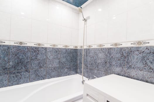 Russia, Moscow- July 06, 2019: interior room apartment. standard repair decoration in hostel. bathroom and toilet