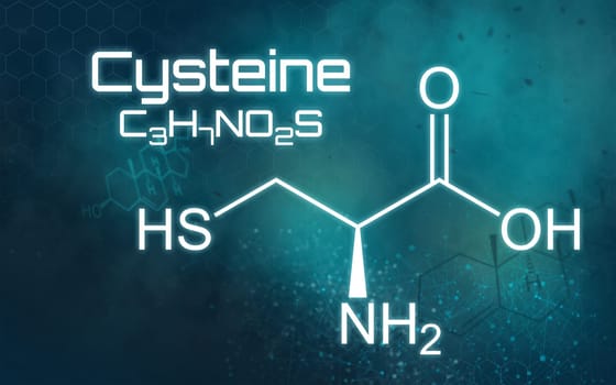 Chemical formula of Cysteine on a futuristic background