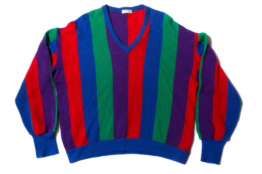 Vintage Striped Wool Jumper On White Background