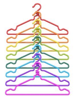 Colorful wire cloth hanger 3D render illustration isolated on white background