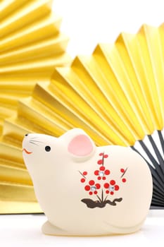 Dolls of Nezumi Mouse. Japanese new year card. Japanese new year Mouse object.