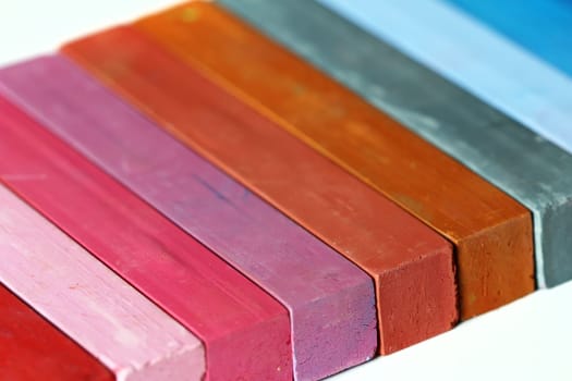 Color range - macro - detail of the colored pastels