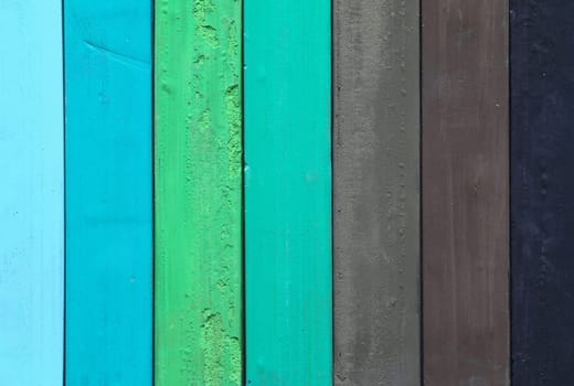 Detail of the crayons - range of cold colors