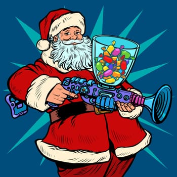 Santa Claus candy machine, Christmas and New year. Pop art retro vector illustration kitsch vintage drawing