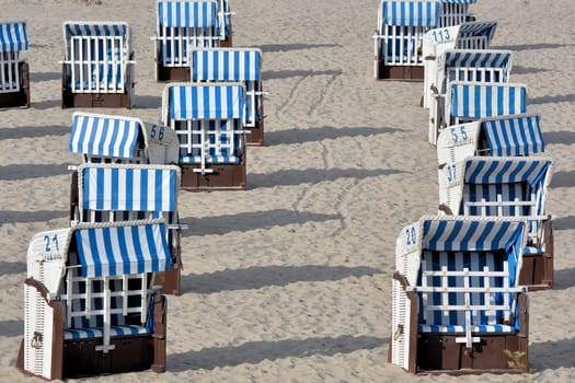 Beach baskets on the beach of the Baltic Sea near Heiligendamm